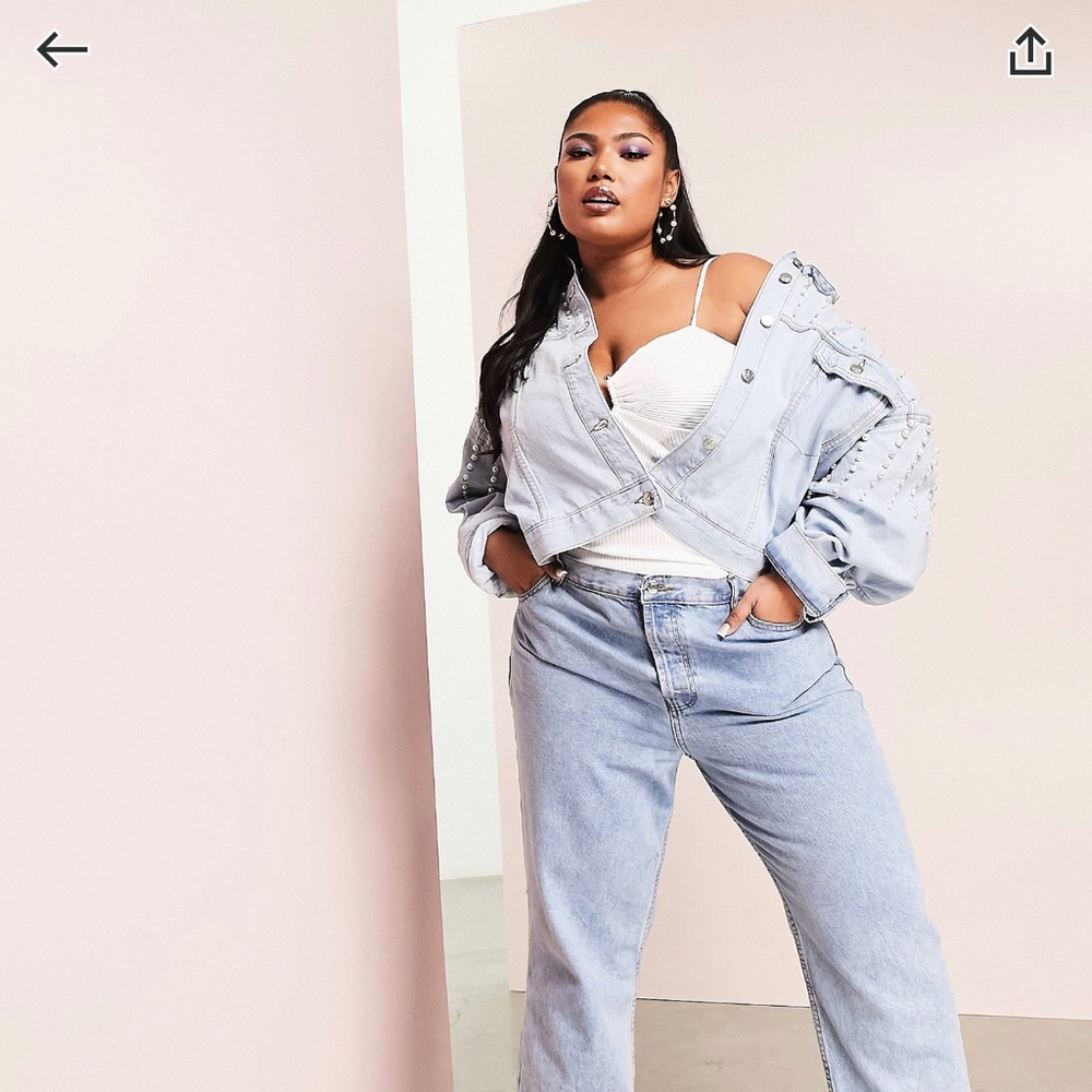 ASOS Curve Luxe Pearl Denim Jacket - Picture 2 of 11